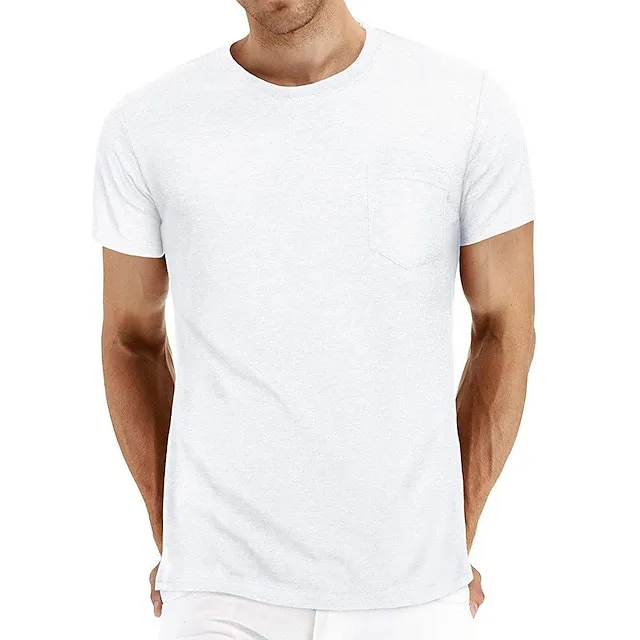Men’s T shirt Tee Tee Top Plain Crew Neck Street Vacation Short Sleeves Front Pocket Clothing Apparel Fashion Designer Basic 55b10e0c3b53fdeaf16634d537956d8f
