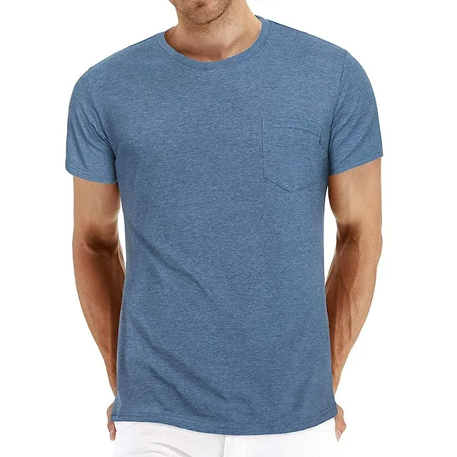 Men’s T shirt Tee Tee Top Plain Crew Neck Street Vacation Short Sleeves Front Pocket Clothing Apparel Fashion Designer Basic 62043f03a13b8d209bf92e5689741229