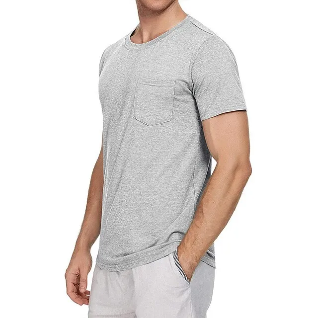 Men’s T shirt Tee Tee Top Plain Crew Neck Street Vacation Short Sleeves Front Pocket Clothing Apparel Fashion Designer Basic 655be50b496de81c781b8db55fe4c85d