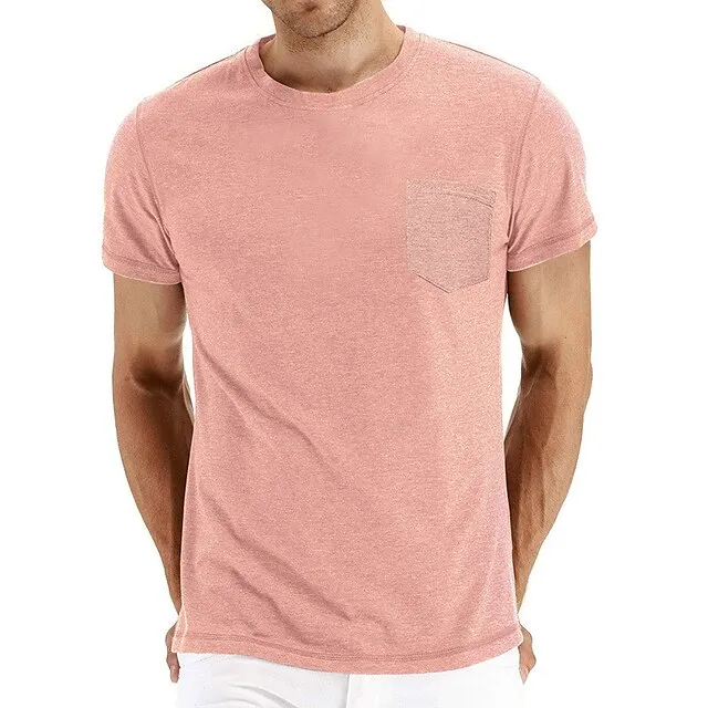 Men’s T shirt Tee Tee Top Plain Crew Neck Street Vacation Short Sleeves Front Pocket Clothing Apparel Fashion Designer Basic 79a9146e3014269016b62c8ae1f021c3