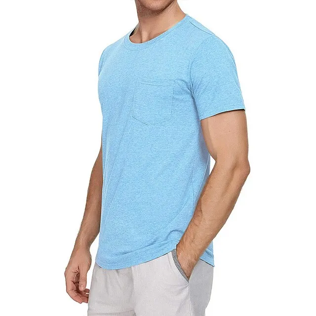 Men’s T shirt Tee Tee Top Plain Crew Neck Street Vacation Short Sleeves Front Pocket Clothing Apparel Fashion Designer Basic 7dcd09c78325b55c24a1f9d0912f9530