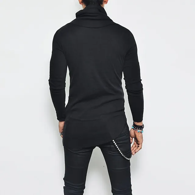 Men’s T shirt Tee Tee Top Long Sleeve Shirt Plain Pile Neck Street Vacation Long Sleeve Clothing Apparel Fashion Designer Basic 1268f49397d159e7d1755ab23ced4763