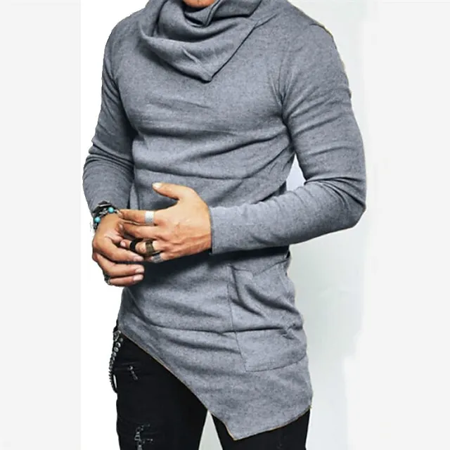 Men's T shirt Tee Tee Top Long Sleeve Shirt Plain Pile Neck Street Vacation Long Sleeve Clothing Apparel Fashion Designer Basic 348c886af724c861532119fd401a80ae
