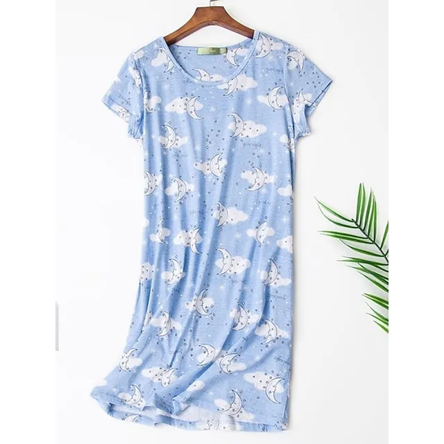 Women’s Pajamas Nightgown Nightshirt Dress Animal Letter Casual Comfort Sweet Home Street Daily Polyester Breathable Crew Neck Short Sleeve Summer Spring Yellow Pink 91ad3978fc66e6f2a01bfe60207b2840