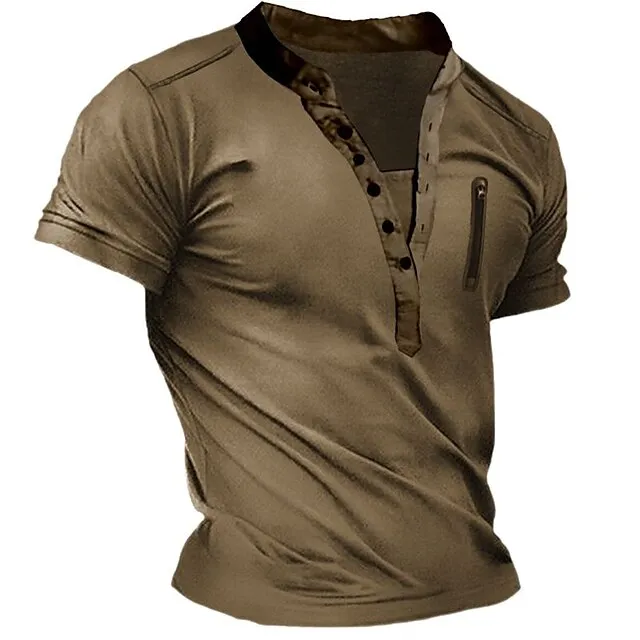 Men’s T shirt Tee Henley Shirt Tee Top Plain Henley Street Vacation Short Sleeves Clothing Apparel Fashion Designer Basic 9fcba3c3703ff4f99c16c934d748bbef