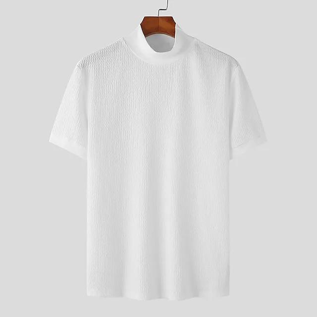Men’s T shirt Tee Knit Tee Tee Top Plain Turtleneck Street Vacation Short Sleeves Knitting Clothing Apparel Fashion Designer Basic 19cc79a1305b8f6a4fb1493bb08a6b67