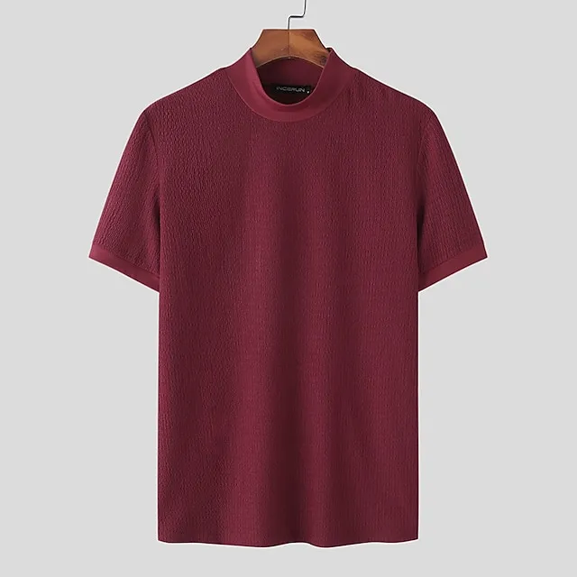 Men’s T shirt Tee Knit Tee Tee Top Plain Turtleneck Street Vacation Short Sleeves Knitting Clothing Apparel Fashion Designer Basic 1e36c4d9d32d758ec5d71ad94cc36d6b