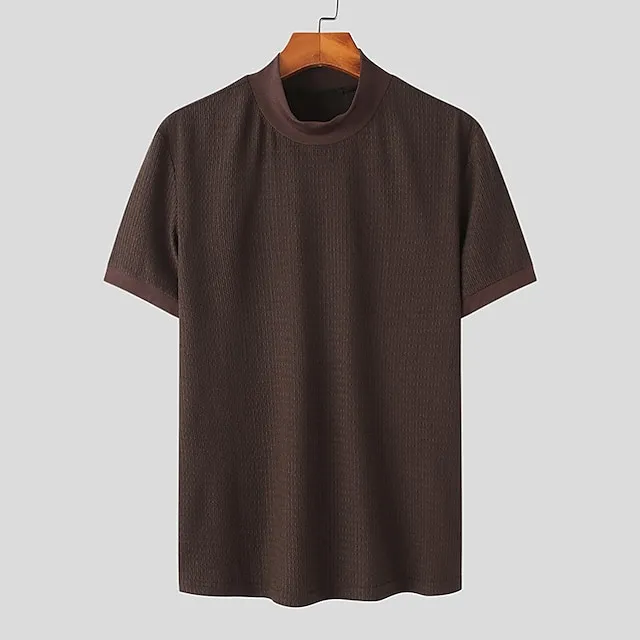 Men’s T shirt Tee Knit Tee Tee Top Plain Turtleneck Street Vacation Short Sleeves Knitting Clothing Apparel Fashion Designer Basic 29ff47d7bb6a906e7b650b9f24032728