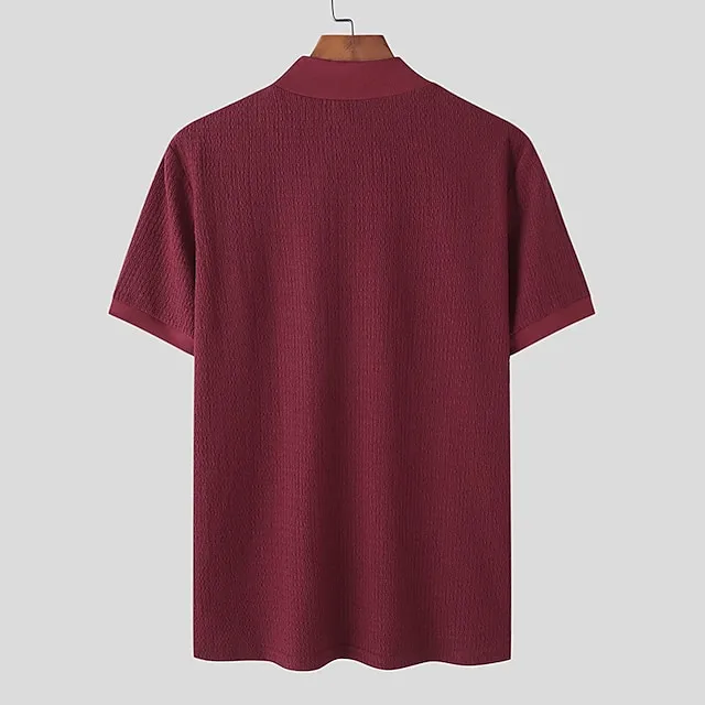 Men’s T shirt Tee Knit Tee Tee Top Plain Turtleneck Street Vacation Short Sleeves Knitting Clothing Apparel Fashion Designer Basic 86e019c15760107521d730689633c3da