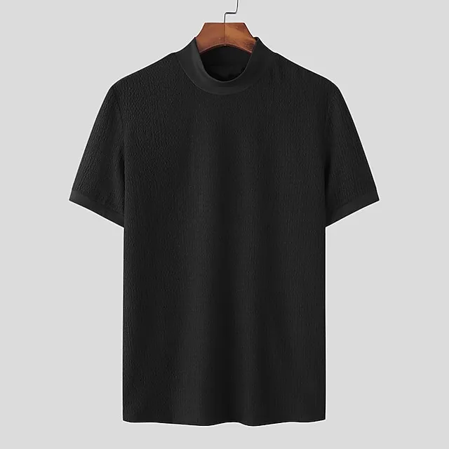 Men’s T shirt Tee Knit Tee Tee Top Plain Turtleneck Street Vacation Short Sleeves Knitting Clothing Apparel Fashion Designer Basic cb1d1b7683f11bc9bb8f034e10404bf5