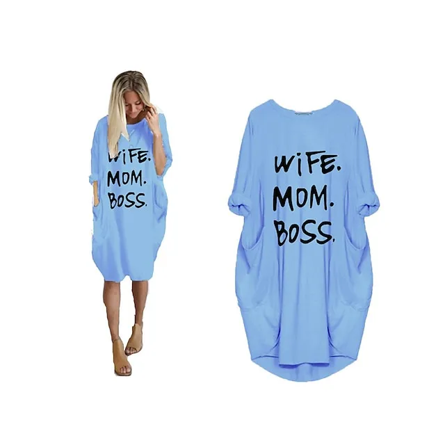 Women’s Pajamas Loungewear Nightgown Sleepwear Letter Fashion Simple Basic Home Daily Mother’s Day Polyester Pullover Summer Spring claret Orange red 1fde6617bedca4546b53502bb6d7285b