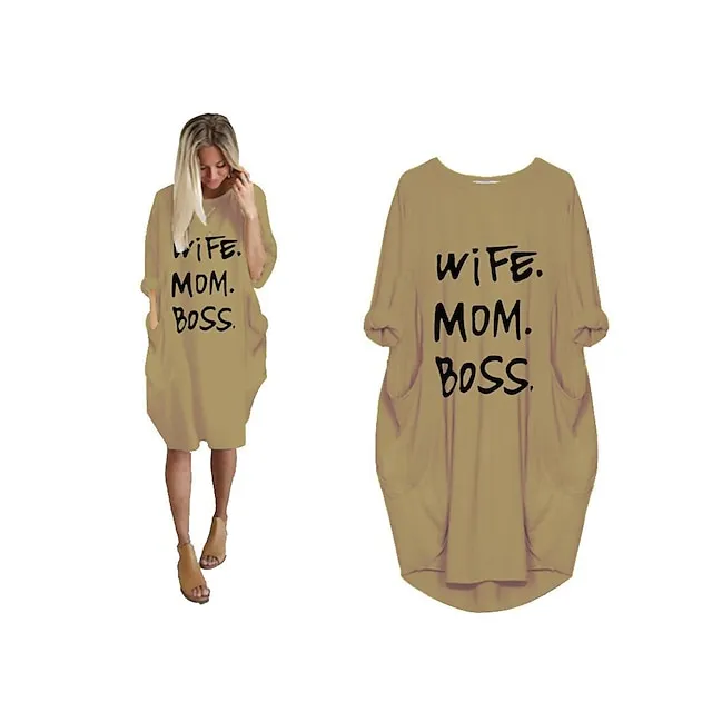 Women’s Pajamas Loungewear Nightgown Sleepwear Letter Fashion Simple Basic Home Daily Mother’s Day Polyester Pullover Summer Spring claret Orange red 24b4ab07691efd0dee8f94f25272a214