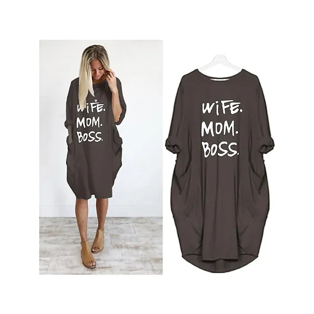 Women’s Pajamas Loungewear Nightgown Sleepwear Letter Fashion Simple Basic Home Daily Mother’s Day Polyester Pullover Summer Spring claret Orange red 2e3bc7b1335582475058788b9d6aa1ed