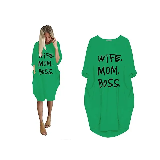 Women’s Pajamas Loungewear Nightgown Sleepwear Letter Fashion Simple Basic Home Daily Mother’s Day Polyester Pullover Summer Spring claret Orange red 456eb6e37bbce8cbdfda11b7322b242b
