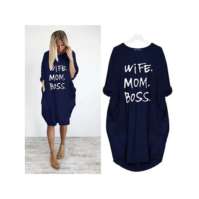 Women’s Pajamas Loungewear Nightgown Sleepwear Letter Fashion Simple Basic Home Daily Mother’s Day Polyester Pullover Summer Spring claret Orange red 51215b34152642504096b8a313f20075