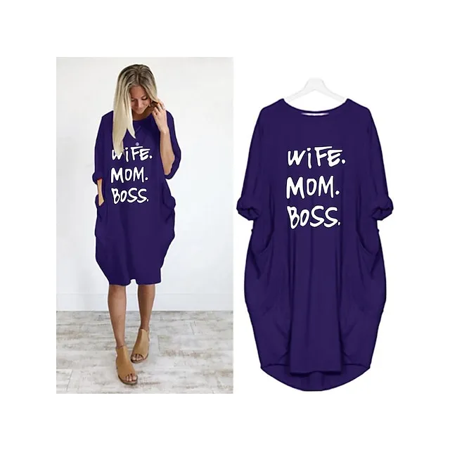 Women’s Pajamas Loungewear Nightgown Sleepwear Letter Fashion Simple Basic Home Daily Mother’s Day Polyester Pullover Summer Spring claret Orange red 5cc7c6be29d11edf8219db0ca14f2966