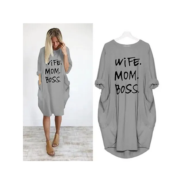 Women’s Pajamas Loungewear Nightgown Sleepwear Letter Fashion Simple Basic Home Daily Mother’s Day Polyester Pullover Summer Spring claret Orange red c3b9a7e251e99d985ccb772538d20e11