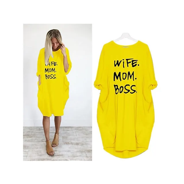 Women’s Pajamas Loungewear Nightgown Sleepwear Letter Fashion Simple Basic Home Daily Mother’s Day Polyester Pullover Summer Spring claret Orange red dde426f5054da75e1cf5f91d8c3613d5
