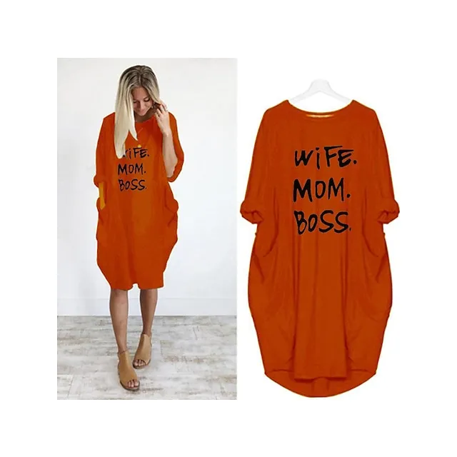 Women’s Pajamas Loungewear Nightgown Sleepwear Letter Fashion Simple Basic Home Daily Mother’s Day Polyester Pullover Summer Spring claret Orange red eaa237dbcfb059979e67cf31f97de4be