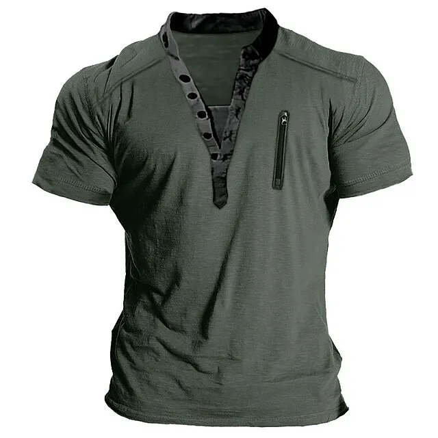Men’s T shirt Tee Henley Shirt Tee Top Plain Henley Street Vacation Short Sleeves Clothing Apparel Fashion Designer Basic 4f6d8dc872f5095ded8f9023422ed272