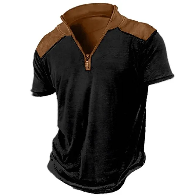 Men's T shirt Tee Tee Top Color Block Standing Collar Street Vacation Short Sleeves Clothing Apparel Fashion Designer Basic bfa1344f6fd0eae7616be7757f9d1e57