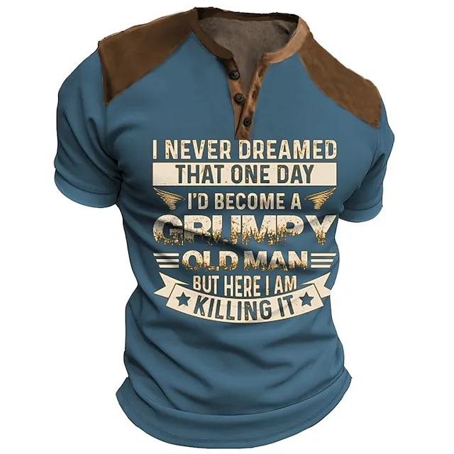 Men's Henley Shirt Graphic Letter Henley Clothing Apparel 3D Print Outdoor Daily Short Sleeve Button-Down Print Fashion Designer Comfortable df1d4c2d7d7fb50a38256d075c33bb55