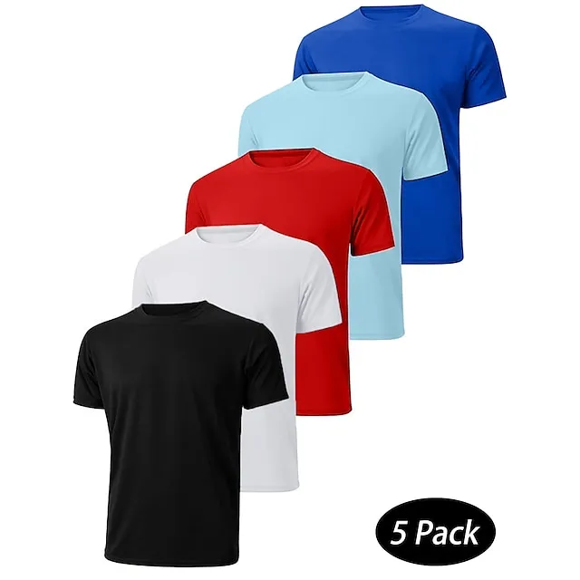 Men's T shirt Tee Tee Top Plain Crew Neck Street Vacation Short Sleeves Clothing Apparel 5pcs Fashion Designer Basic 1f65b356ba91d3c289b9bfaa14bc7dd9