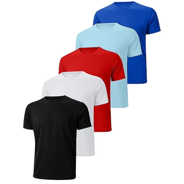 Men’s T shirt Tee Tee Top Plain Crew Neck Street Vacation Short Sleeves Clothing Apparel 5pcs Fashion Designer Basic 89565197bf64f6655bfa617b87643ad5
