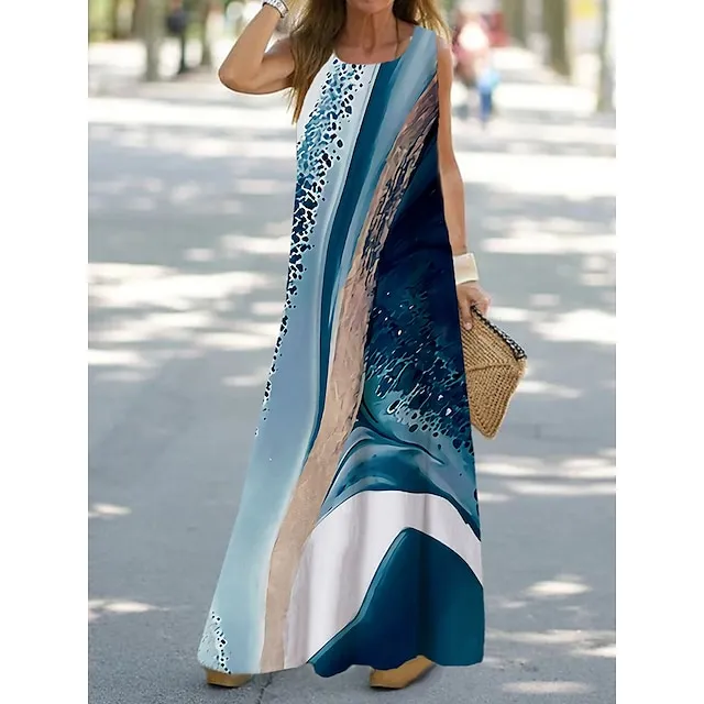 Women’s Shift Dress Tank Dress Ombre Floral Print Crew Neck Maxi long Dress Fashion Streetwear Outdoor Daily Sleeveless Loose Fit Light Pink Pink Navy Blue Summer Spring S M L XL XXL 5091d18b49ff55e65282087d0524e282