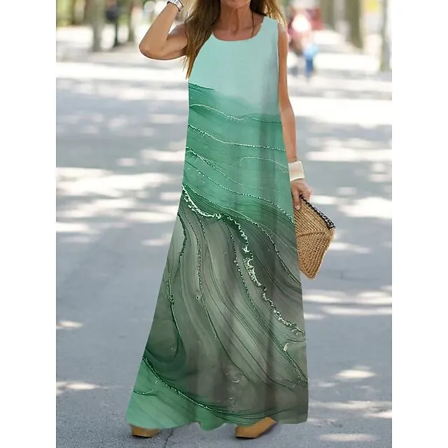 Women’s Shift Dress Tank Dress Ombre Floral Print Crew Neck Maxi long Dress Fashion Streetwear Outdoor Daily Sleeveless Loose Fit Light Pink Pink Navy Blue Summer Spring S M L XL XXL bf51625c36f33a97b30f7e149f46c383