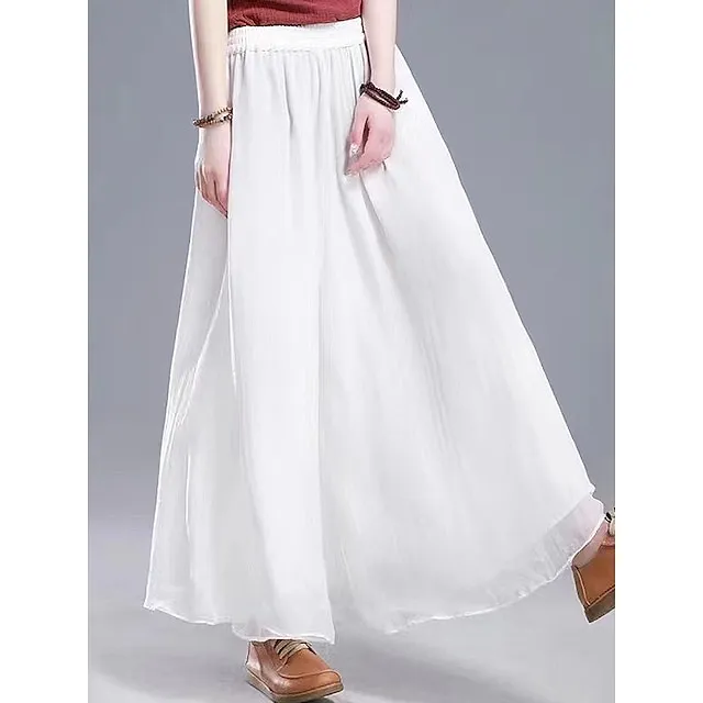 Women’s Wide Leg Chinos Pants Trousers Plain Wide Leg Baggy Full Length Micro-elastic Mid Waist Stylish Casual Valentine’s Day Daily Black White M L Summer Spring 3acdccd4829dc507b25ce4fa04296e21