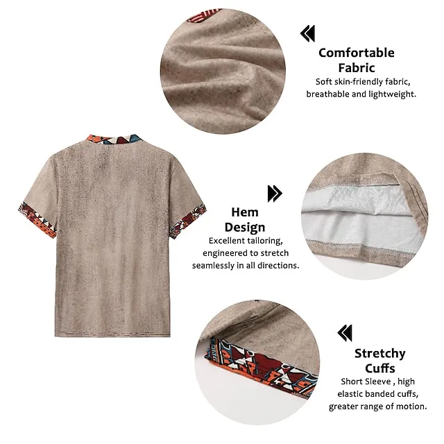 Men’s Henley Shirt Graphic Tribal Stand Collar Clothing Apparel 3D Print Outdoor Daily Short Sleeve Button Print Fashion Designer Basic d903771597a72ab343bfbcd3a0ce42d7