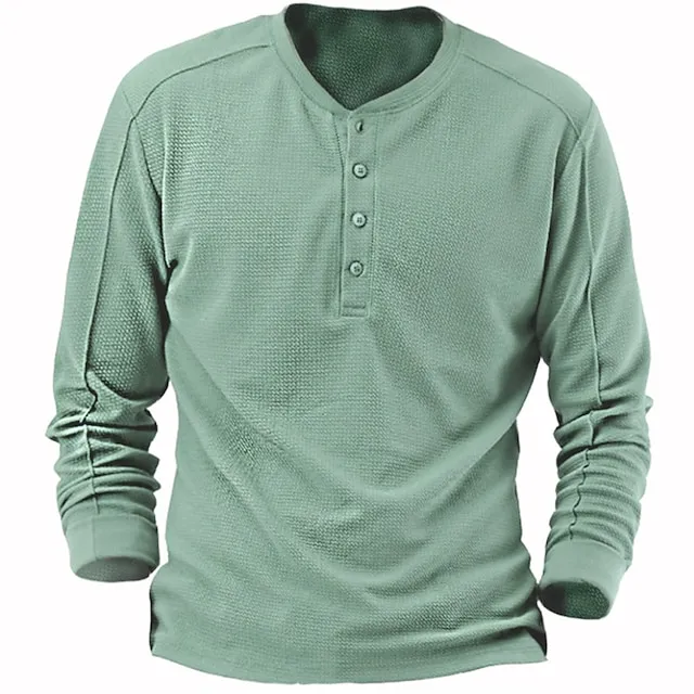 Men’s Waffle Henley Shirt Henley Shirt Tee Top Long Sleeve Shirt Plain Henley Street Vacation Long Sleeve Clothing Apparel Fashion Designer Basic d0c0577171dd38d45eea014261b1d517
