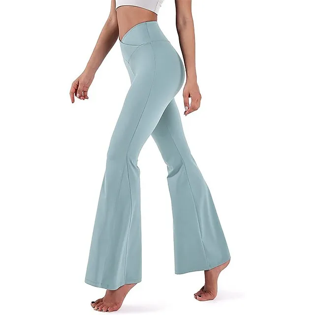 Women’s Bootcut Bell Bottom Pants Trousers Plain High Cut Full Length High Elasticity High Waist Fashion Streetwear Street Causal rice white Wine S M Summer Fall 185c4c49cc081e399ea93febe870d39b