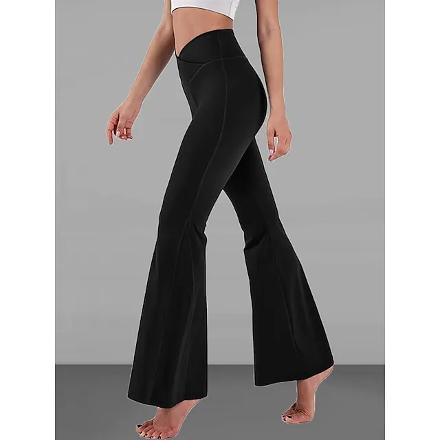 Women’s Bootcut Bell Bottom Pants Trousers Plain High Cut Full Length High Elasticity High Waist Fashion Streetwear Street Causal rice white Wine S M Summer Fall 2cb697a7adacb125f1f770ac2abb9d0f