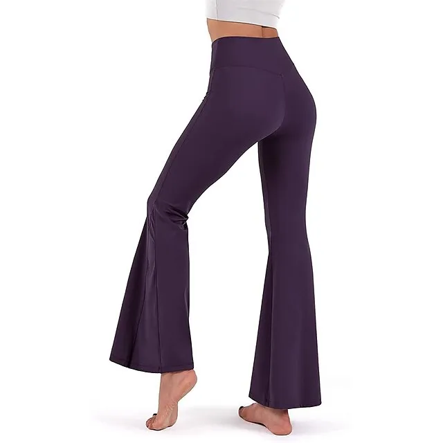 Women’s Bootcut Bell Bottom Pants Trousers Plain High Cut Full Length High Elasticity High Waist Fashion Streetwear Street Causal rice white Wine S M Summer Fall 6c7cc47966cd2713f93f982380a0731a
