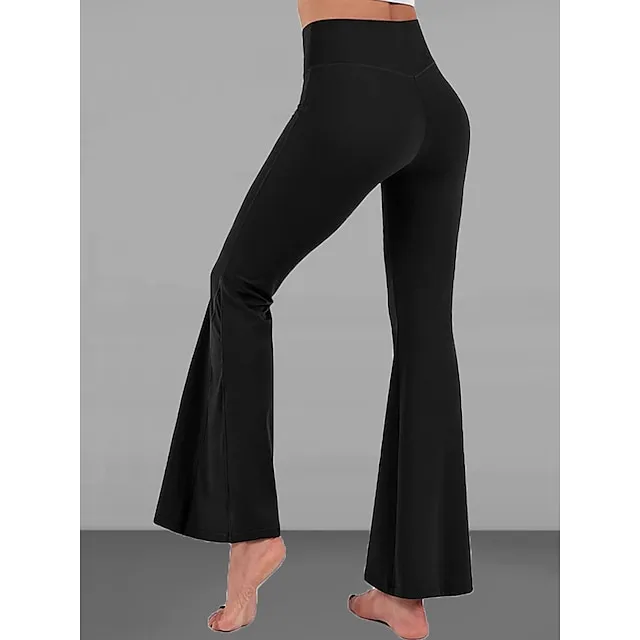 Women’s Bootcut Bell Bottom Pants Trousers Plain High Cut Full Length High Elasticity High Waist Fashion Streetwear Street Causal rice white Wine S M Summer Fall 800288455cd4f9bfa394c6b1ebd97d62