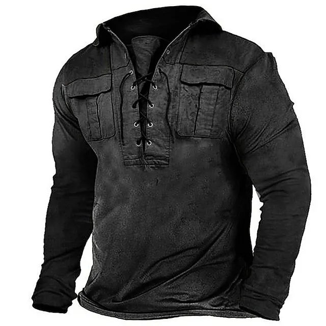 Men’s T shirt Tee Tee Top Color Block Standing Collar Street Vacation Long Sleeve Clothing Apparel Fashion Designer Basic 64e128f72b6816c1d96be213a68553e2