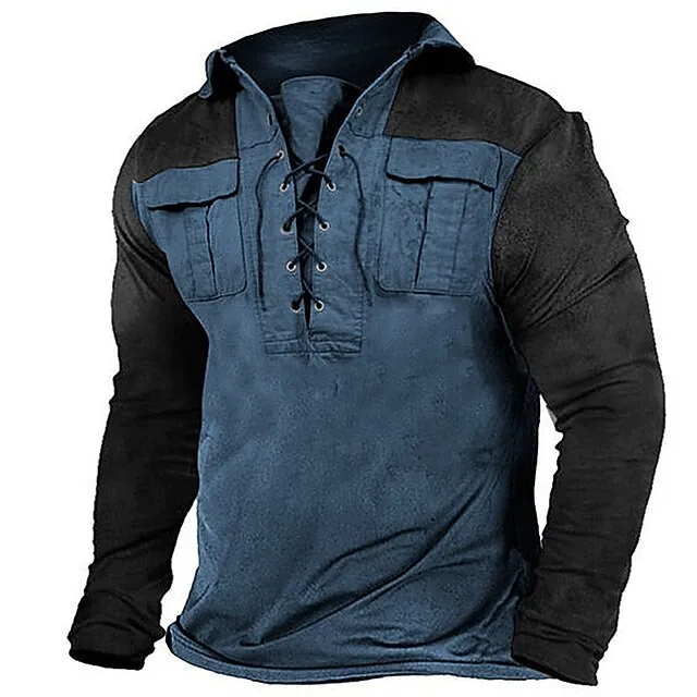 Men’s T shirt Tee Tee Top Color Block Standing Collar Street Vacation Long Sleeve Clothing Apparel Fashion Designer Basic 6611ef7c68da3e3c24f9d67ef8dfe959