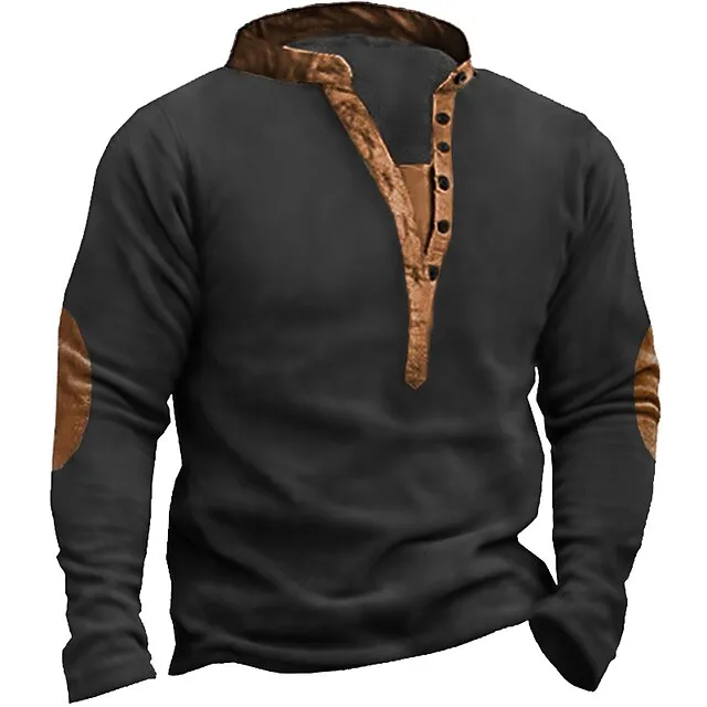 Men’s Henley Shirt Tee Top Color Block Henley Street Vacation Long Sleeve Clothing Apparel Fashion Designer Basic 74c2dacb61eaec34247b2aab0fb238b7