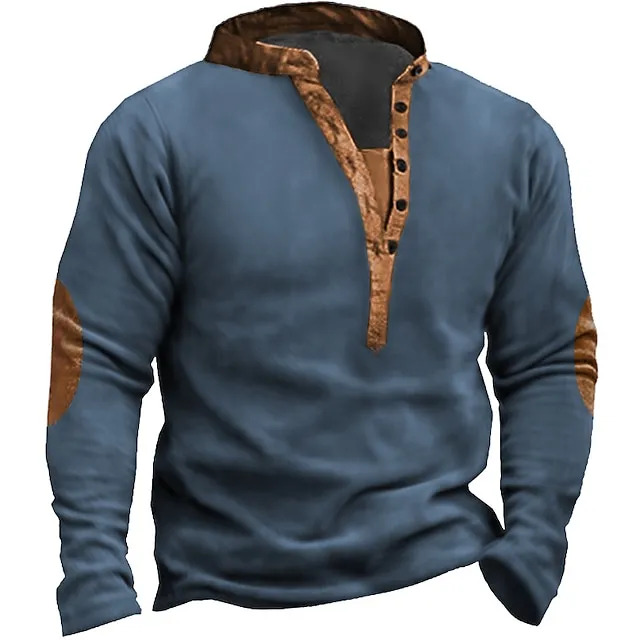 Men's Henley Shirt Tee Top Color Block Henley Street Vacation Long Sleeve Clothing Apparel Fashion Designer Basic 885192cc43fa27668879e252c7f03b33