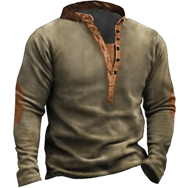 Men’s Henley Shirt Tee Top Color Block Henley Street Vacation Long Sleeve Clothing Apparel Fashion Designer Basic b442b7f19d7e9117653ba37deac739b3