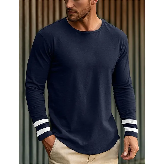 Men's T shirt Tee Tee Top Long Sleeve Shirt Striped Crew Neck Street Vacation Long Sleeve Clothing Apparel Fashion Designer Basic 01fc2695c451ac59e7638368f22a788d