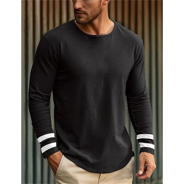 Men’s T shirt Tee Tee Top Long Sleeve Shirt Striped Crew Neck Street Vacation Long Sleeve Clothing Apparel Fashion Designer Basic 4695289af4af223b9395ce0ccd4ea440
