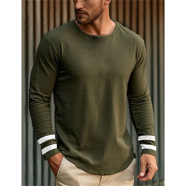 Men’s T shirt Tee Tee Top Long Sleeve Shirt Striped Crew Neck Street Vacation Long Sleeve Clothing Apparel Fashion Designer Basic 7e3b62a31adbd19dd1212540a1769084