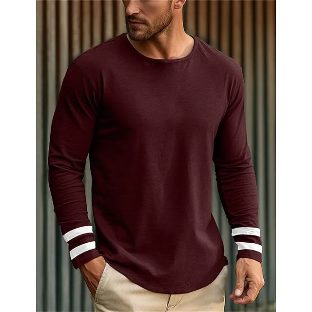 Men’s T shirt Tee Tee Top Long Sleeve Shirt Striped Crew Neck Street Vacation Long Sleeve Clothing Apparel Fashion Designer Basic fc986ba306e89775fa40c3686340d8ae