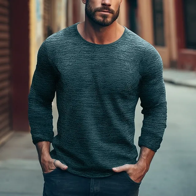 Men’s T shirt Tee Tee Top Long Sleeve Shirt Plain Crew Neck Street Vacation Long Sleeve Clothing Apparel Fashion Designer Basic 1e90a0c8e05e122253e318a705443f1b