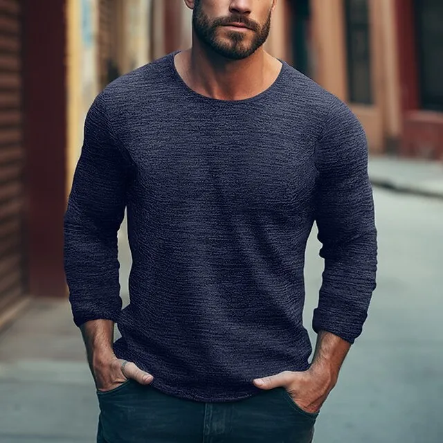 Men’s T shirt Tee Tee Top Long Sleeve Shirt Plain Crew Neck Street Vacation Long Sleeve Clothing Apparel Fashion Designer Basic 3d5d02052e40579556069844b58b3a7f