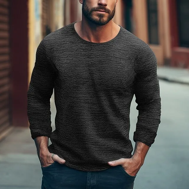 Men’s T shirt Tee Tee Top Long Sleeve Shirt Plain Crew Neck Street Vacation Long Sleeve Clothing Apparel Fashion Designer Basic ec3c84119eba927b553c0865370f9c64