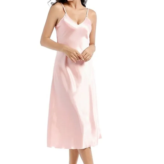 Women’s Slip Lingerie Nightgown Nightshirt Dress Pure Color Simple Casual Comfort Home Daily Bed Satin Breathable Straps Sleeveless Fall Winter Black White 2de9bf44aef8dab9bb5fcd276ef1c2d7